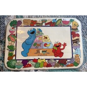 Sesame Street Placemat Double Sided Laminated Vintage 1982 Food Groups Activity